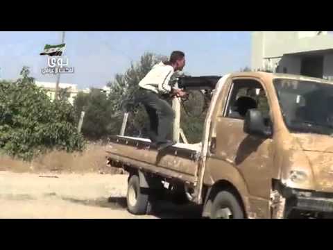 استهداف نقاط تمركز قوات النظام في تل حرفوش في نوى في ريف درعا بواسطة رشاش 14 من قبل لواء أحرار نوى