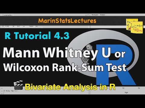 Mann Whitney U / Wilcoxon Rank-Sum Test in R | R Tutorial 4.3 | MarinStatsLectures