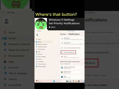 Open Priority Notifications Settings in Windows 11