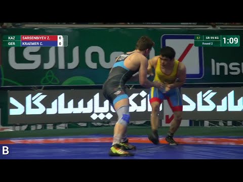 Round 2 GR - 59 kg: C. KRAEMER (GER) df. Z. SARSENBIYEV (KAZ), 4-3
