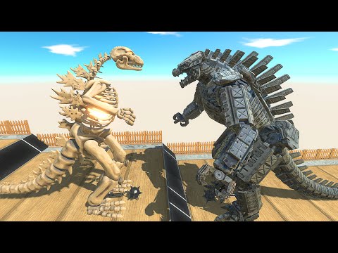 GODZILLA SKELETON VS MECHA GODZILLA DEATH FALL - Animal Revolt Battle Simulator