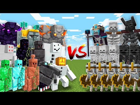 SquareEyes - Modded GOLEMS vs SKELETON ARMY - Minecraft Mob Battle