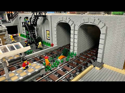 Doppelter Eisenbahn-Tunnel - Bau einer Lego Stadt Teil 243.