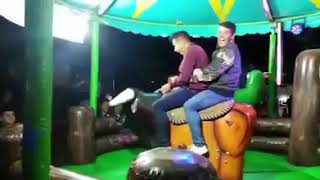 Funny Mechanical Bull Riding (Two Men and a Bull)