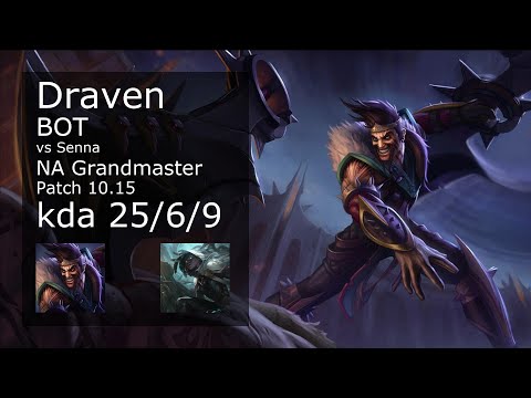 Draven ADC vs Senna - NA Grandmaster 25/6/9 Patch 10.15 Gameplay