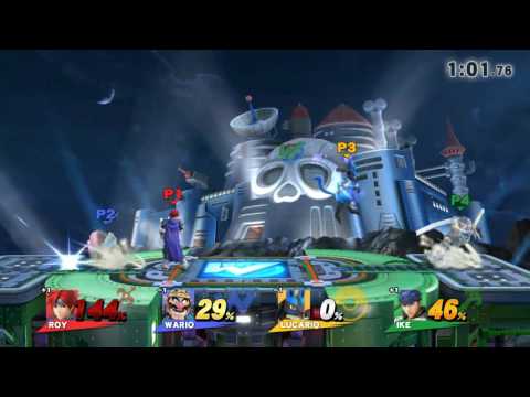 Super Smash Bros Wii U Online Battle Roy vs. Wario vs. Lucario vs. Ike