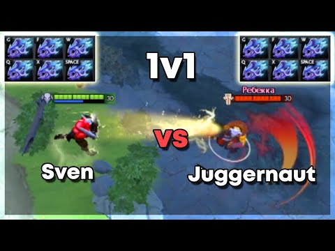 Sven vs Juggernaut with 6x Moonshards - Dota 2 1v1