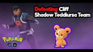 Defeating Team Go Rocket Leader Cliff Shadow Teddiursa Team in Pokemon Go(2022)
