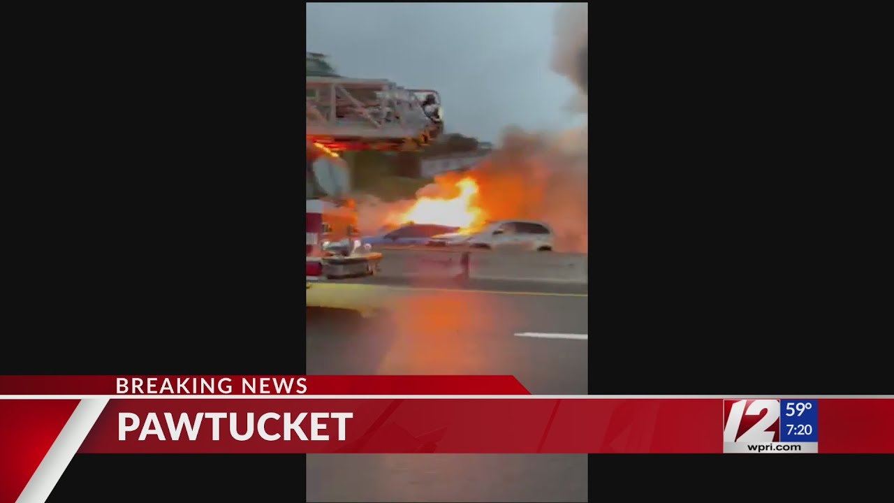 All travel lanes on I-95 blocked in Pawtucket due to fiery crash