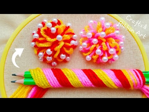 💖🌟 Superb Woolen Flower Making Trick with Pencil - You will Love It !! DIY Amazing Woolen Flowers