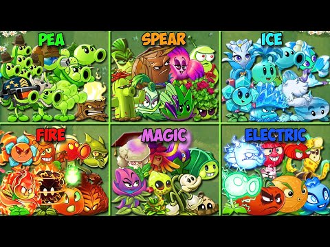 PVZ 2 - All Plants 6 Team PEA x SPEAR x ICE x FIRE x MAGIC x ELECTRIC Battlez - Who WIll WIn?