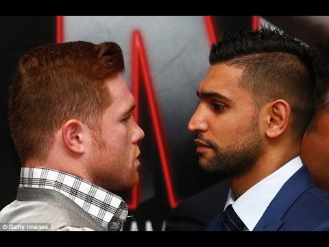 CANELO ALVAREZ VS. AMIR KHAN FACE OFF IN LONDON; KHAN SIZES UP WELL TO CANELO