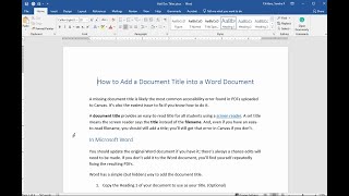 How to Add a Document Title into a Word Document