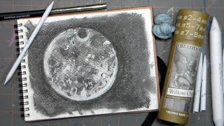 How To Draw a Full Moon in Charcoal #lovefallart (harvest moon fast-draw!)