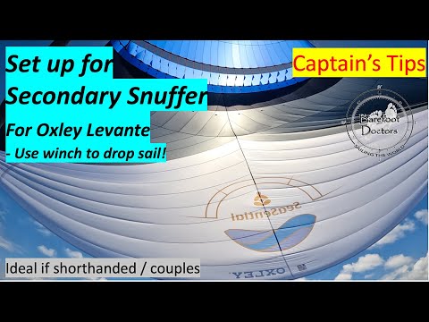 Oxley Secondary snuffer set up -  douse sail with winches! Ideal for couples and in squalls....