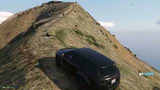 Range rover discovery on mountain with white shepherd GTA V gameplay