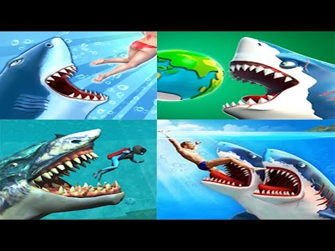 Hungry Shark Evolution VS Hungry Shark World VS Double Head Shark Attack VS Whale Shark Simulator