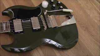 Video thumbnail for Olive Drab Green Epiphone '61  SG Standard Unboxing, Demo, First Impressions by The8TrackChap