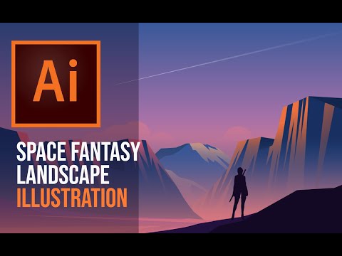 Space Fantasy Landscape illustration Tutorial | How to draw fantasy landscape in Adobe illustrators