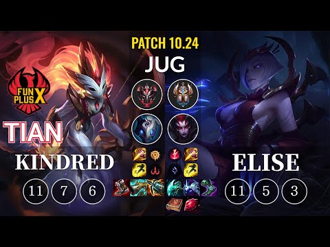 FPX Tian Kindred vs Elise Jungle - KR Patch 10.24