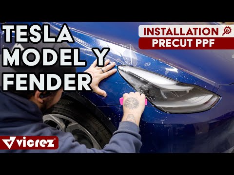 PPF Installation on Tesla Model Y Front Fender |  Protect Your Paint Job! | Pre-Cut PPF