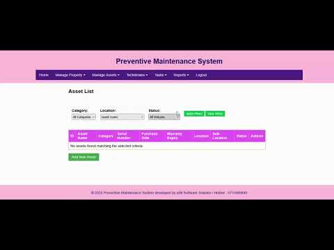 Preventive Maintenance System