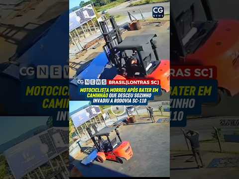 caminhão desce sozinho invadir rodovia e m#ta motociclista em lontras sc