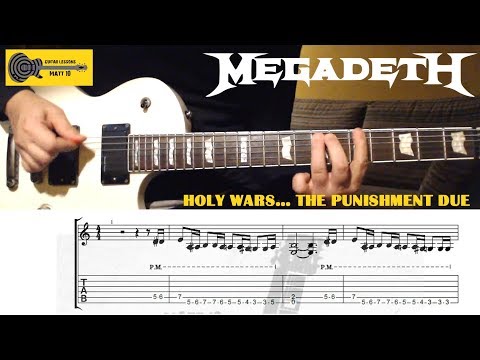 HOLY WARS Megadeth GUITAR RIFF - LESSON TUTORIAL with TAB - Intro / Main Riff