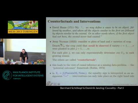 Causality 1 - Bernhard Schölkopf and Dominik Janzing - MLSS 2013 Tübingen