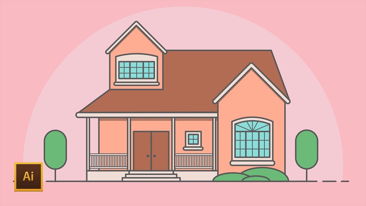 Illustrator Tutorial: Medium House (Illustrator Flat Design)