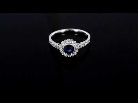 Diamond And Sapphire Cluster Ring  - VJM7749