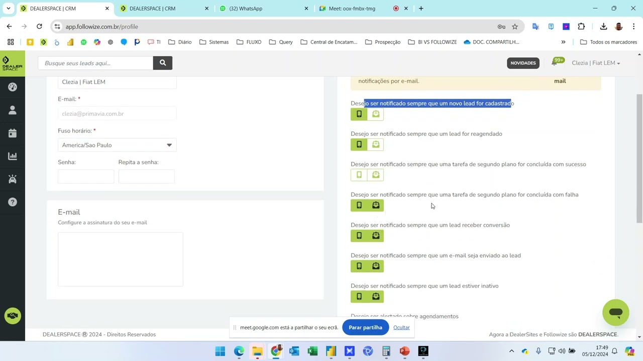 50 CONFIGURAR NOTIFICAÇÕES  APLICATIVOU OU EMAIL  RECEBER LEADS / AGENDADMENTOS
