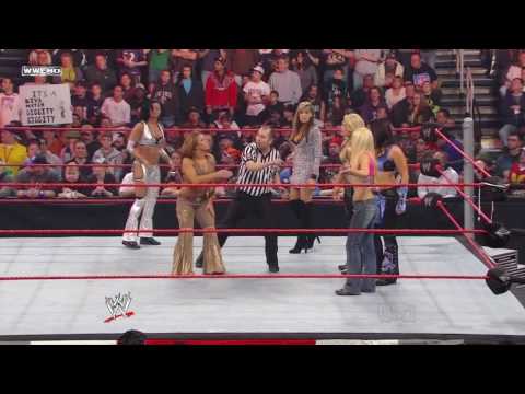 WWE Raw 11/24/08 Beth Phoenix, Jillian & Katie Lea vs Mickie James, Candice & Melina w/ download