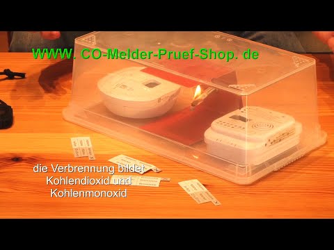 CO-Melder Test mit Kohlenmonoxid in Norm-Konzentration, ähnlich DIN 50291