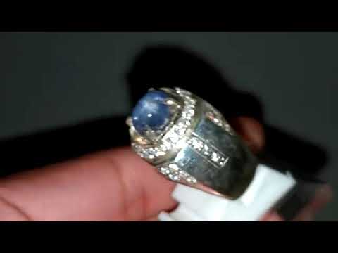 Batu Cincin Permata Blue Safir Star Ceylon Srilangka Asli Kode 1446