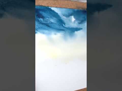 Abstract Watercolour Painting - Using Just 2 Colours & a Plastic Card!!