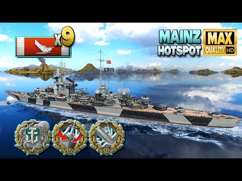 Cruiser Mainz: 9 ships destroyed on map Hotspot - World of Warships
