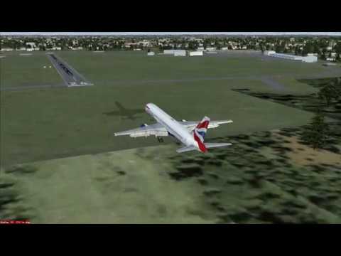 FSX British Airways Boeing 757 Landing on small airport (chase view)