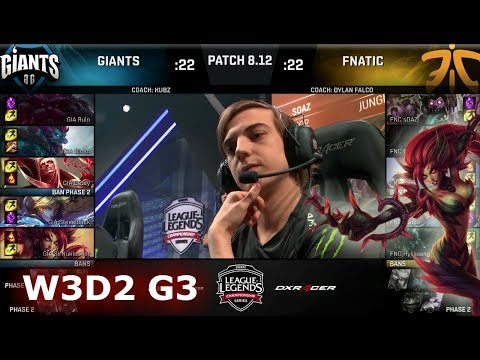 Giants vs Fnatic | Week 3 Day 2 S8 EU LCS Summer 2018 | GIA vs FNC W3D2