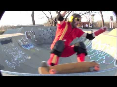 Action Man breaks his arm skateboarding and goes back for more.