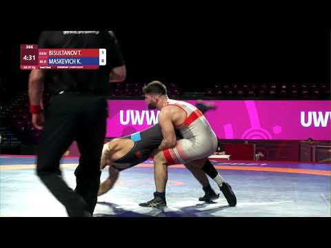 1/2 GR - 87 kg: T. BISULTANOV (DEN) v. K. MASKEVICH (BLR)