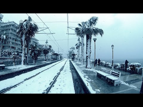 Cab Ride Athens Tram - 16.02.2021... Part 2: Snow on the Beach - [378]