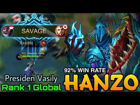 Hanzo Savage!! Win Rate 92%- Top Global Hanzo by Presiden Vasily - Mobile Legend