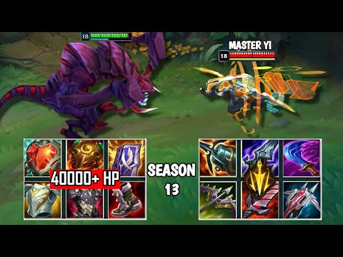 40K HP CHO'GATH vs MASTER YI FULL BUILD FIGHTS & Best Pentakills!