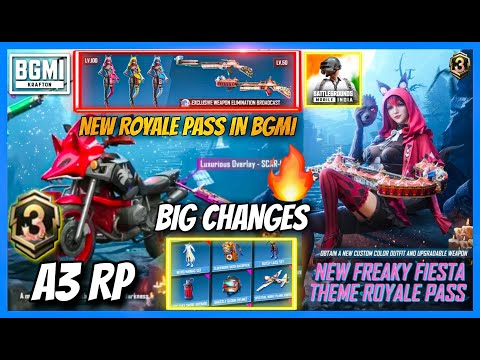 NEW A3 ROYAL PASS IN BGMI - NEW CHANGES IN RP , 1 TO 100 REWARDS AND RELEASE DATE ( BGMI )