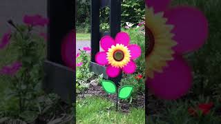 12" Pink Sunflower Ground Spinner - In the Breeze