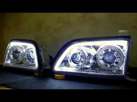 98-00 UCF20 LS400 Braga HID Projector Headlights with Chasing RGB Halos & Switchback Acrylic strip