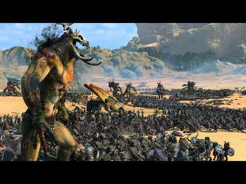 BEASTMEN and SKAVEN vs HIGH ELVES and WOOD ELVES - TotalWar Warhammer 3 cinematic battle