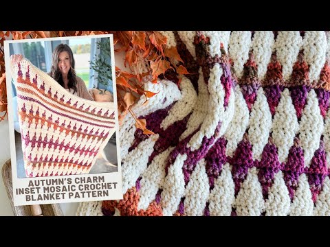 Autumn's Charm Mosaic Blanket Crochet Pattern - Inset Mosaic, No Tails Technique!