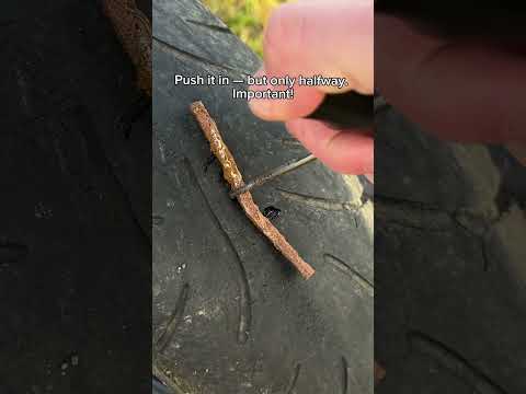 How to repair a tubeless tire in 5 minutes! 🏍️👇 #shorts #motorcycle #tirerepair